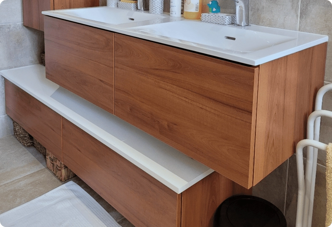 Plan Toilette Bois Rangement Sur Mesure Salle De Bain